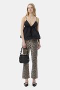 Ganni Print Denim Betzy Cropped Kvinde Leopard Flared Jeans Str 29 Den...