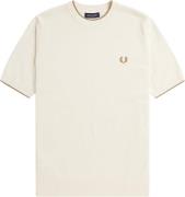 Fred Perry K7642 Mand Ecru Kortærmede T-shirts Str L - Bomuld hos Maga...