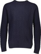 Lindbergh Lambswool Raglan Cable Oneck Mand Blå Sweaters Str L - hos M...