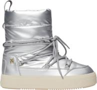 Tommy Hilfiger Laceup Metallic Snowboot Kvinde Silver Vinterstøvler St...