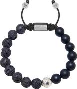 Nialaya Men's Beaded Bracelet With Matte Onyx and Lava Stone M - Armbå...