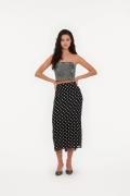 ROTATE Birger Christensen Chiffon Midi Skirt Kvinde 1000 Black Comb. M...