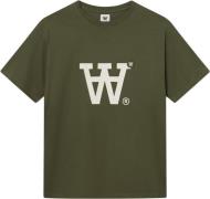 Wood Wood Wwace Big Logo & Badge Tshirt Mand Army Green Kortærmede T-s...