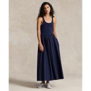 Polo Ralph Lauren Shirred Fitand-flare Dress Kvinde Blå Midi Kjoler St...