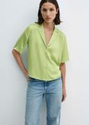 MANGO Shortsleeved Satin Shirt Kvinde Green Kortærmede Skjorter Str L ...