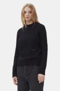 Ganni Brushed Alpaca Oneck Kvinde Black Sweaters Str L - hos Magasin