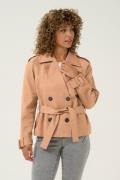 Cream Crrea Crop Trenchcoat Kvinde Cinnamon Swirl Overgangsjakker Str ...