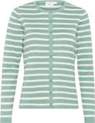 Saint Tropez Milasz Striped Cardigan Kvinde Granite Green Mel Ice Stri...