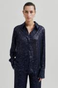 Second Female Moonshine Slim Shirt Kvinde Night Sky Langærmede Skjorte...