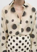 MANGO Polka dot Lyocell Shirt Kvinde Light Beige Langærmede Skjorter S...