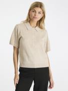 Neo Noir Gracie Knit Polo Tee Kvinde Sand Melange Kortærmet Strik Str ...