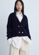 MANGO Doublebreasted Knitted Jacket Kvinde Navy Overgangsjakker Str L ...