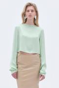 REMAIN Draped Back Top Kvinde Subtle Green Toppe Str 40 - hos Magasin