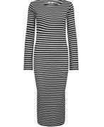 Magasin Milla 19G Kvinde Black / Star White Stripe Midi Kjoler Str L B...