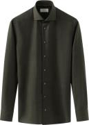 ETON Slim Fit Dark Green Solid Merino Wool Shirt Mand Grøn Langærmede ...