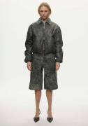 Oval Square Bold Leather Bomber Kvinde Dark Grey Washed Læderjakker St...