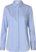 Selected Femme Slfromie LS Striped Fitted Shirt NO Kvinde Hvid Langærm...