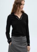 MANGO Jersey With Contrasting Lapels and Kvinde Black Sweaters Str L -...