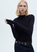 MANGO Perkinsneck Rib-knit Sweater Kvinde Navy Sweaters Str M - hos Ma...