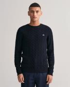 Gant Cotton Cable Cneck Mand Evening Blue Sweaters Str XXL - hos Magas...