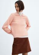 MANGO Knitted Polo Neck Sweater Kvinde Lt-pastel Pink Sweaters Str L -...