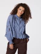 Neo Noir Petrine Embroidery Blouse Kvinde Dusty Blue Langærmede Bluser...