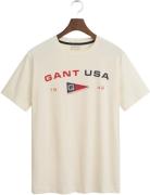 Gant Graphic SS Tshirt Mand Cream Kortærmede T-shirts Str S - hos Maga...