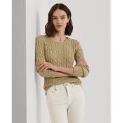 Lauren Ralph Lauren Buttontrim Cable-knit Cotton Sweater Kvinde Birch ...