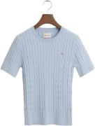 Gant Stretch Cotton Cable SS Cneck Kvinde Fresh Blue Kortærmet Strik S...