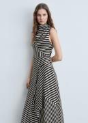 MANGO Cowl Neck Striped Dress Kvinde Black Midi Kjoler Str L - hos Mag...