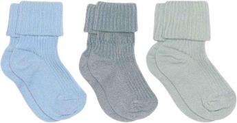 mpKids Cotton rib Baby Socks 3-pack Str 25/28 - Dusty Blue Strømper ho...