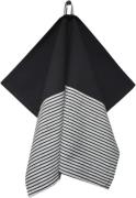 Magasin Tea Towels 50x70 cm MIX Stripe Black 0008 Viskestykker Bomuld