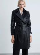 MANGO Trench Coat. - Polanapu Kvinde Black Trenchcoats Str S - Læder h...