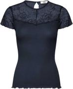 Rosemunde Rmwbea Lace Heartshape SS top Kvinde Blå Kortærmede T-shirts...