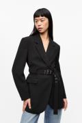 Ganni Bonded Crepe Blazer Kvinde Black Blazere Str 34 - hos Magasin